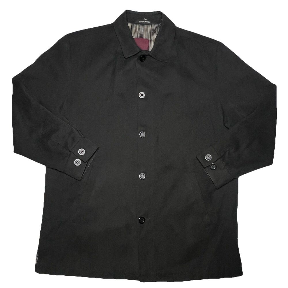 Mac mor Mens Faux Suede Jacket Light Weight  Líned Polyester Sz M Black Botton.